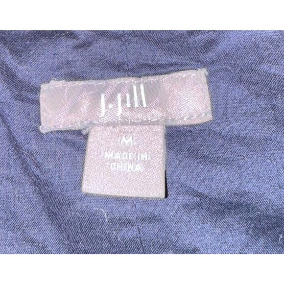 J.Jill Textured Silk Cotton Blend Jacket, 3/4 Sleeve Button Front, Navy, Medium - Picture 5 of 5